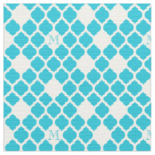 Monogram initial white trellis pattern fabric