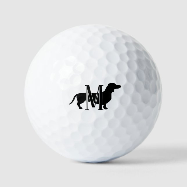 Monogram Initial Wiener Dog Silhouette  Golf Balls (Front)
