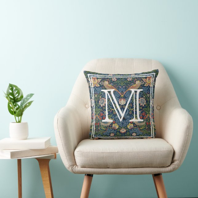 Monogram Initial William Morris Strawberry Thief Cushion (Chair)