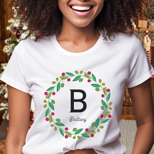 Monogram initial - womens family Christmas  T-Shirt (Creator Uploaded)