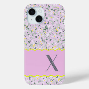 MONOGRAM INITIAL X LILAC LITTLE FLOWERS iPhone 15 CASE