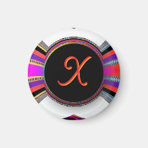 Monogram Initial X Rainbow Magnet