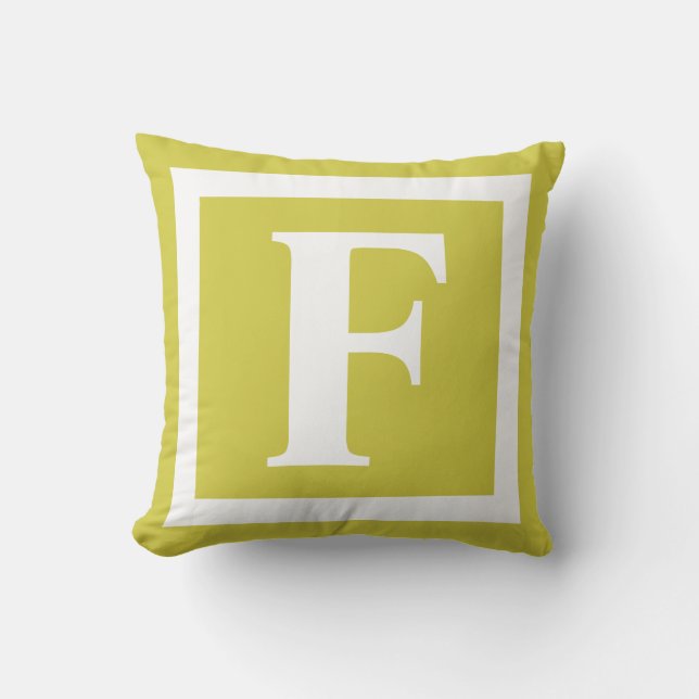 Monogram Initial Yellow Gold White Cushion (Front)