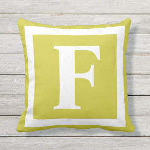 Monogram Initial Yellow Gold White Cushion