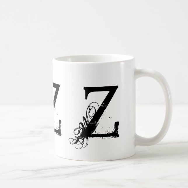 Monogram Initial Z Black & White Grunge Coffee Mug (Right)