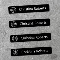 Monogram initials and text black fabric clothing