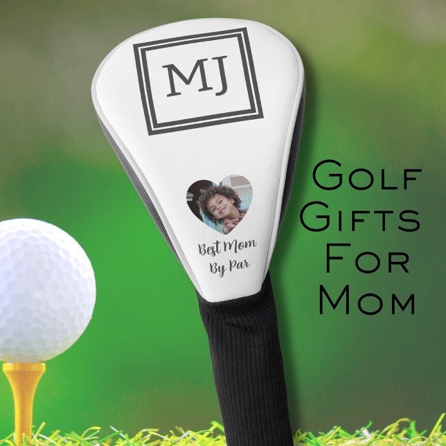 Monogram Initials Black and White Best Mum By Par Golf Head Cover (Monogram Initials Black and White Best Mom By Par Golf Head Cover)