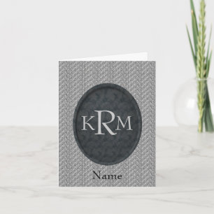 Monogram Initials Black Floral Personalised Note Card