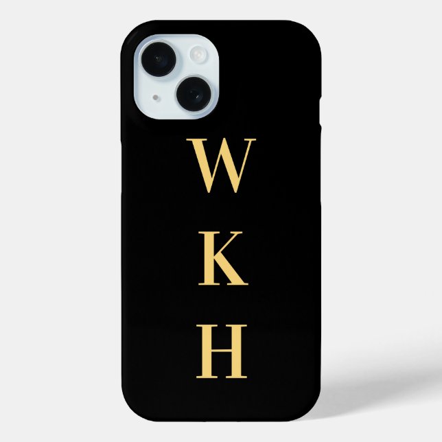 Monogram Initials Black Gold Case-Mate iPhone Case (Back)
