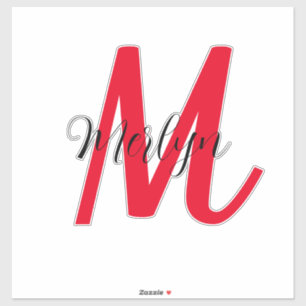 Monogram Initials Black Red Bold Custom Text Name