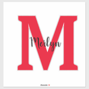 Monogram Initials Black Red Custom Name Colour