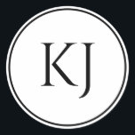 Monogram Initials Black White Minimalist Wedding Classic Round Sticker<br><div class="desc">Printed with monogram initial (which you can edit,  change and personalise) in black and white background. Design available in all sizes,  just choose the right size that you need.</div>