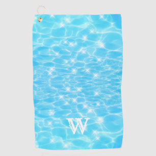 Monogram Initials blue water ripple water textures Golf Towel