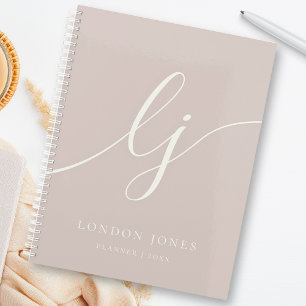 Monogram Initials Business Planner Rose Pink Ivory