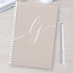 Monogram Initials Business Planner Script Pink