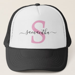 Monogram Initials Calligraphy Minimalistic  Trucker Hat