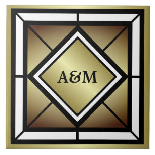 Monogram Initials Ceramic Tile