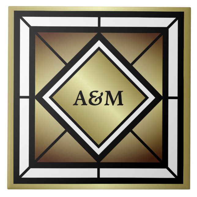 Monogram Initials Ceramic Tile (Front)