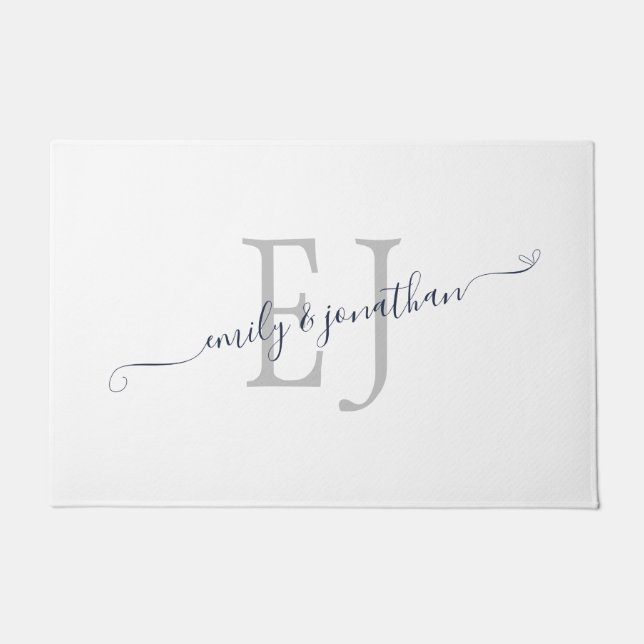 Monogram Initials Couples Names White Doormat (Front)