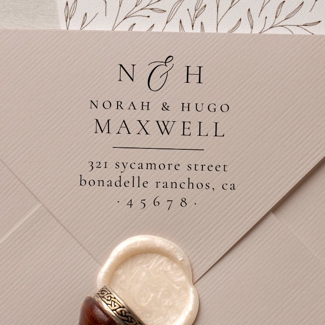 Monogram Initials Couples Return Address Self-inking Stamp (Rubber Stamp Mock-up)