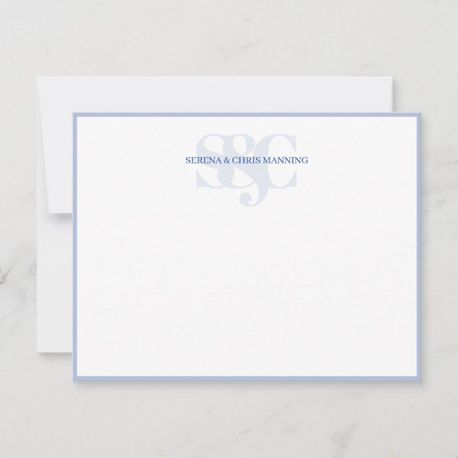 Monogram Initials Custom Couple Wedding Baby Blue Card (Front)