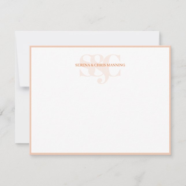 Monogram Initials Custom Couple Wedding Coral Card (Front)