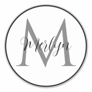 Monogram Initials Custom Name Black White Classy