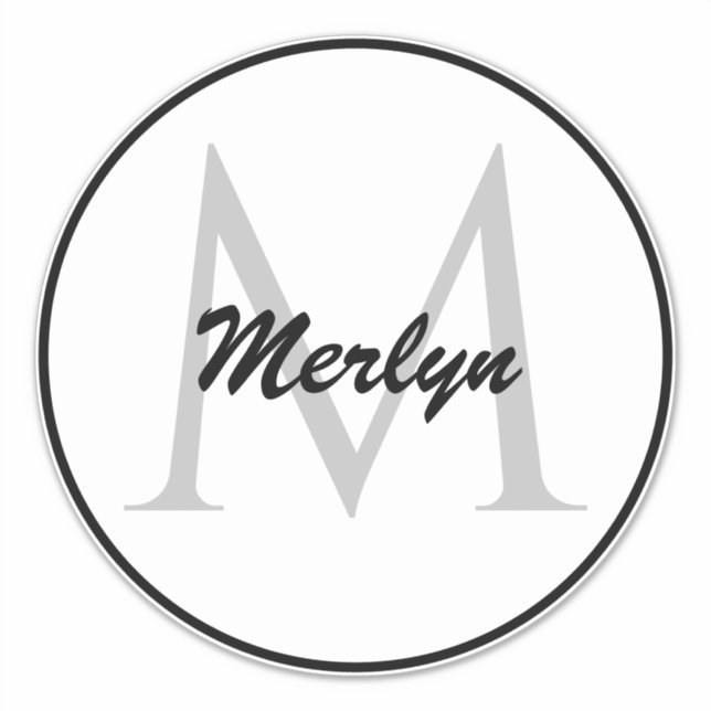 Monogram Initials Custom Name Black White Elegant (Front)