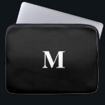 Monogram Initials Custom Name Black White Gift Laptop Sleeve<br><div class="desc">Monogrammed initial template designed with simple,  elegant and trendy black and white background,  you can change the colours if you wish.</div>