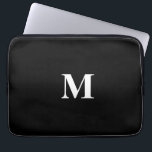 Monogram Initials Custom Name Black White Gift Laptop Sleeve<br><div class="desc">Monogrammed initial template designed with simple,  elegant and trendy black and white background,  you can change the colours if you wish.</div>