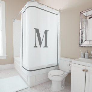 Monogram Initials Custom Name Grey Grey White Cool Shower Curtain