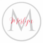 Monogram Initials Custom Name Grey Red White<br><div class="desc">Printed with monogram initial and name (which you can edit,  change and personalise) in grey,  red,  white background. Design available in all sizes,  just choose the right size that you need.</div>