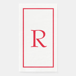 Monogram Initials Custom Name Red White Holiday Napkin