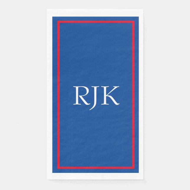 Monogram Initials Custom Red Blue White 2023  Napkin (Front)