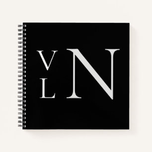 Monogram Initials Customised  Black Notebook