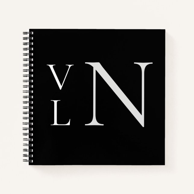 Monogram Initials Customised  Black Notebook (Front)