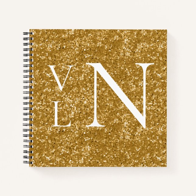 Monogram Initials Customised Gold Notebook (Front)