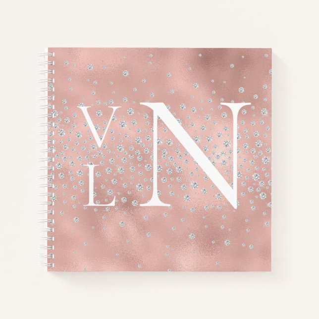 Monogram Initials Customised Peach Notebook (Front)
