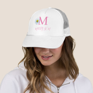 Monogram Initials Daisy Modern Trucker Hat