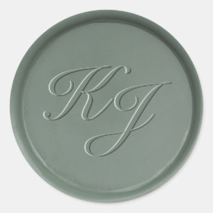 Monogram Initials Dark Sage Wax Seal Sticker
