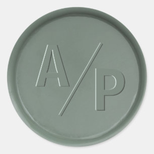 Monogram Initials Dark Sage Wax Seal Sticker