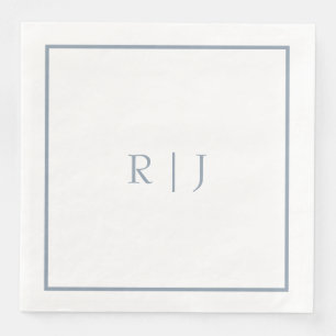 Monogram Initials Dusty Blue Elegant Wedding Napkin