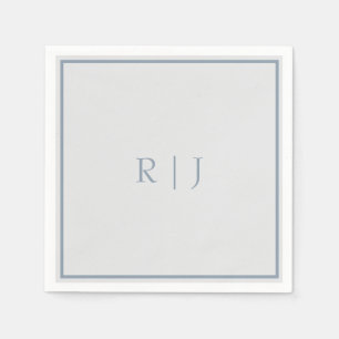 Monogram Initials Dusty Blue Grey Grey Wedding Napkin