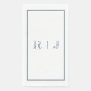 Monogram Initials Dusty Blue Modern Wedding Napkin