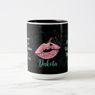 Monogram Initials Editable Mesaje & Photo Black  Two-Tone Coffee Mug