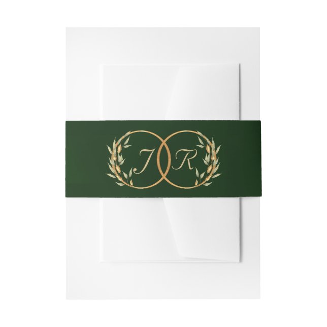 Monogram Initials  - Emerald Invitation Belly Band (Front Example)