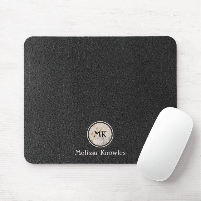 Monogram Initials Gold Cowhide Print Metallic Mouse Pad (With Mouse)