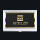 Monogram Initials Gold Framed Professional Dark Business Card Holder<br><div class="desc">Monogram Initials Gold Framed Professional Business Card Holder.</div>