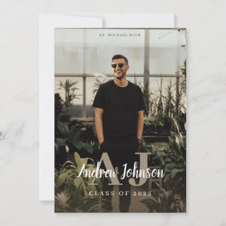 Monogram Initials Graduation Announcement for Guys