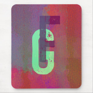 Monogram Initials Grunge Funky Purple Green Art Mouse Pad
